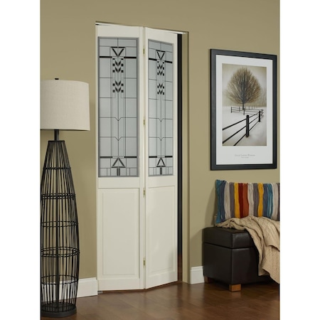 Parche 36 x 80 in. Half Glass Sedona Bifold Door, Unfinished Pine PA3570686